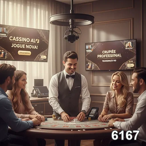 Jogadores interagindo com dealer no cassino ao vivo 6167