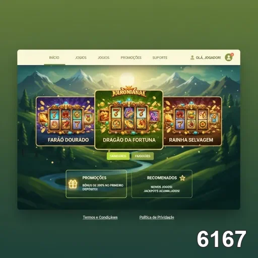 Tela do aplicativo 6167 com acesso a jogos VIP.