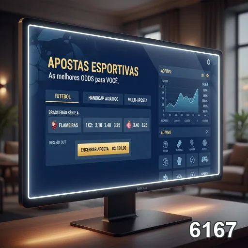 Tela de apostas esportivas no site 6167, destacando opções e odds.