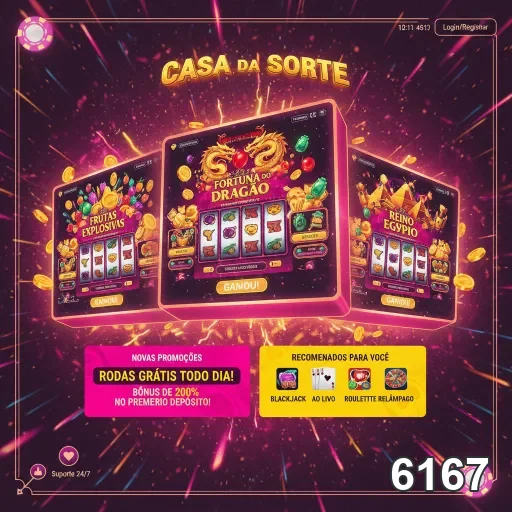 Jogos de slot do 6167 com prêmios visíveis na tela.