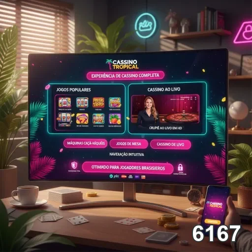 Tela do cassino ao vivo no 6167 com jogos populares.