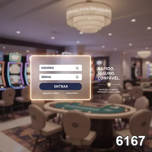 Tela de login da plataforma 6167 para jogadores VIP.