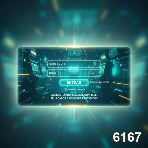 Tela de login segura do 6167 para acesso a jogos VIP.