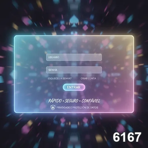 Tela de login do 6167 para acesso a jogos ao vivo.
