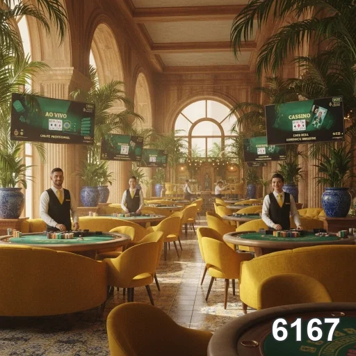 Ambiente de cassino de luxo da 6167 com dealers ao vivo.