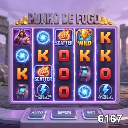 Interface do jogo Punho de Fogo no cassino ao vivo da 6167.