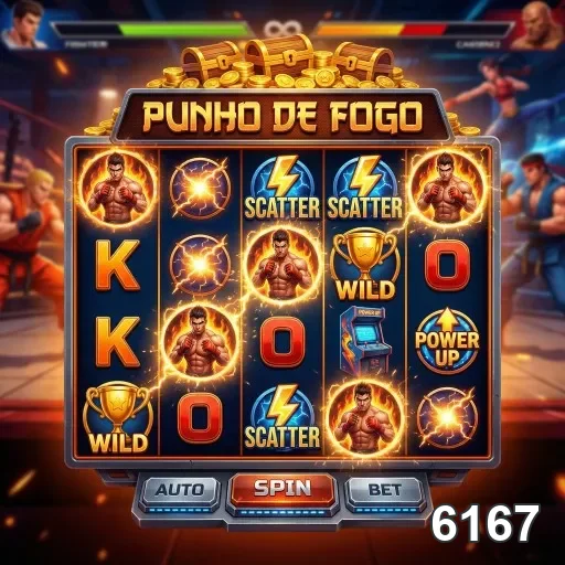 Tela do jogo 'Punho de Fogo' no aplicativo 6167 para mobile.