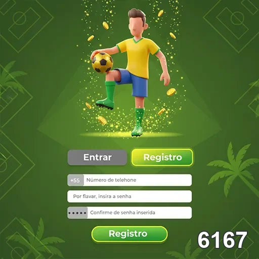 Interface de registro de usuário do site 6167 com futebol.