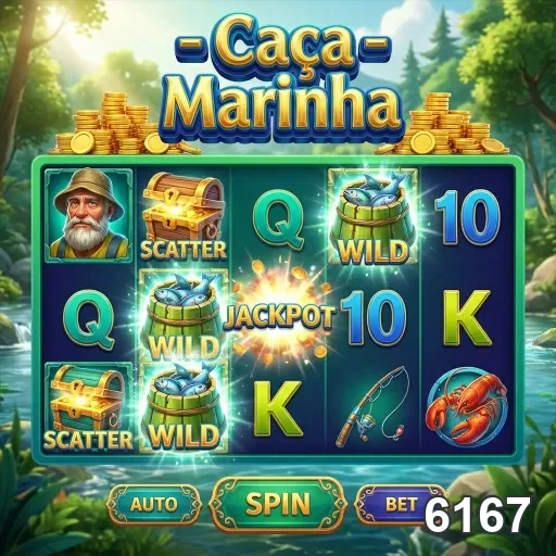 Interface do jogo 'Caça Marinha' no 6167, divertida e colorida.