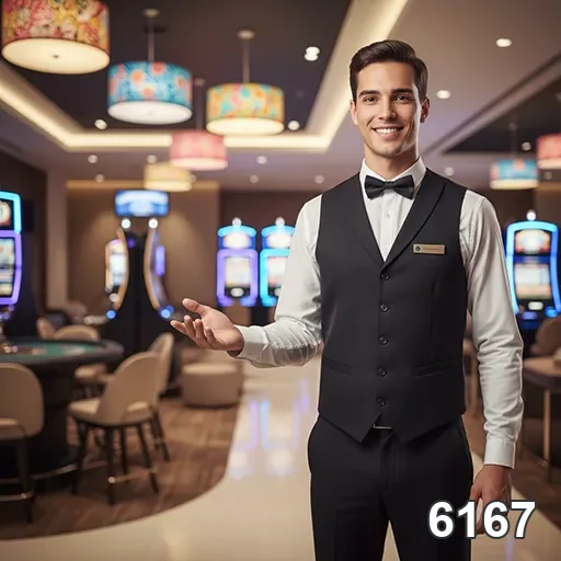 Dealer com sorriso na plataforma de jogos 6167.