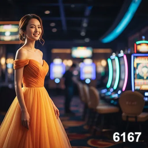 Jogadora elegante no cassino 6167, exalando charme e diversão.